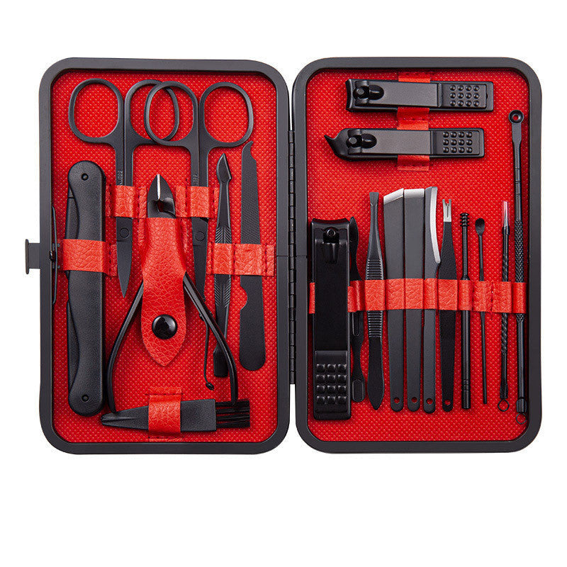 Set Profesional de Manicura y Pedicura en Acero Inoxidable con Estuche de Cuero