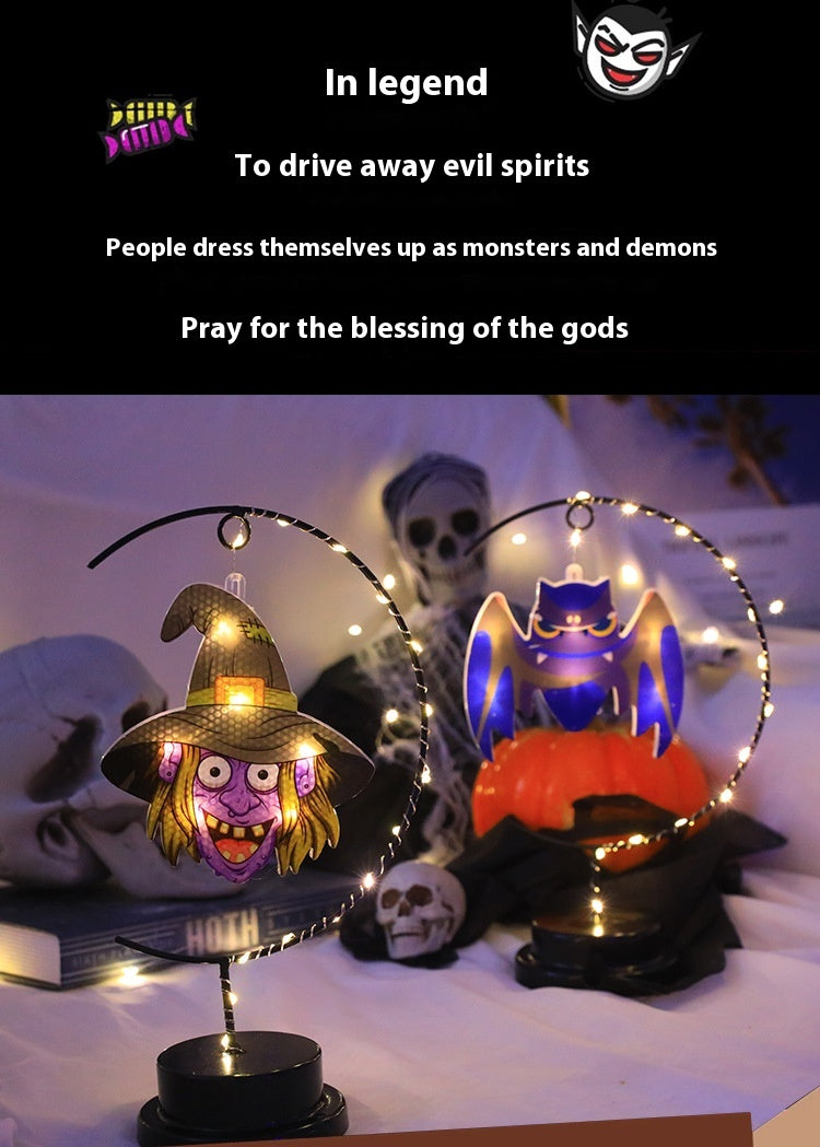 Lámpara Decorativa de Bruja en Hierro Forjado – Luz LED de Halloween