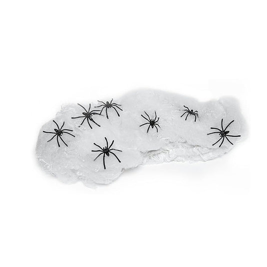 Telaraña Blanca con Arañas – Decoración Extensible de Halloween Realista