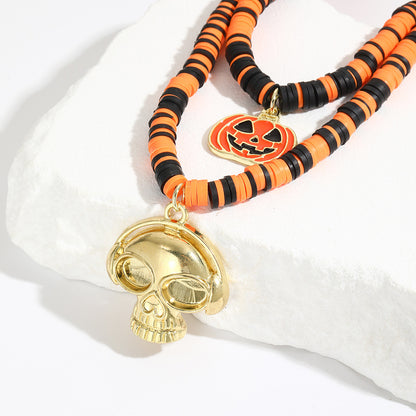 Collar Halloween con Colgante de Murciélago, Calabaza, Fantasma y Araña – Aleación de Zinc Galvanizada