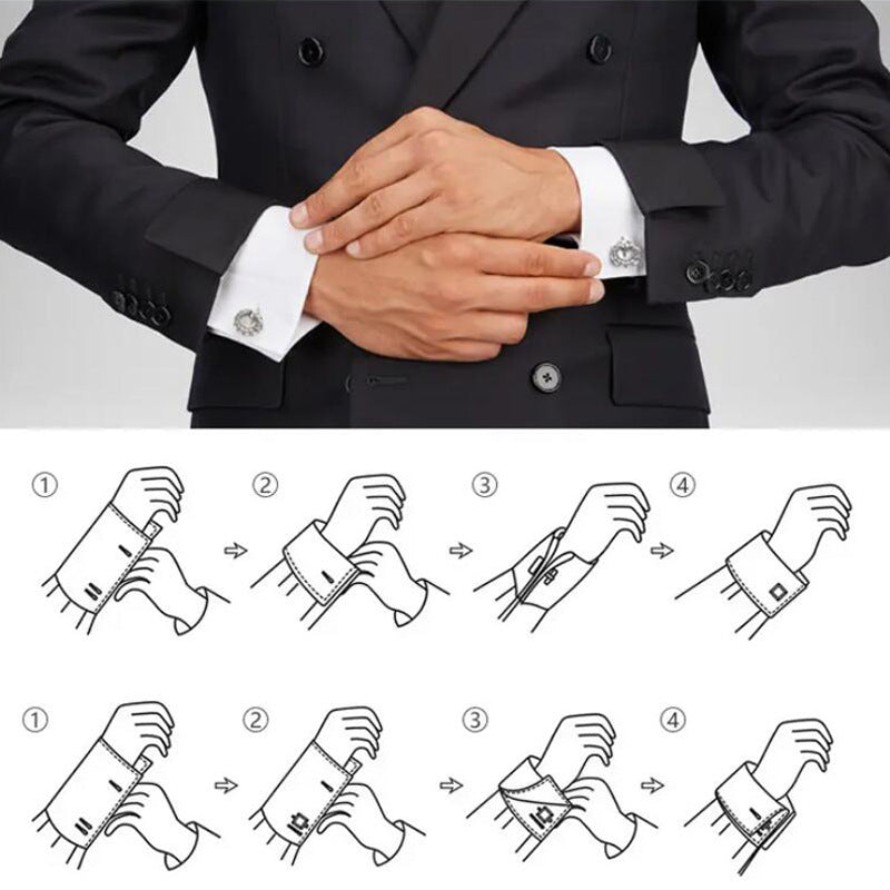 Set de gemelos y clip de corbata – Plata con rayas negras elegantes