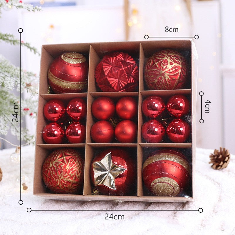 Set de bolas navideñas de plástico PC en varios tamaños y combinaciones de colores para decoración de árbol