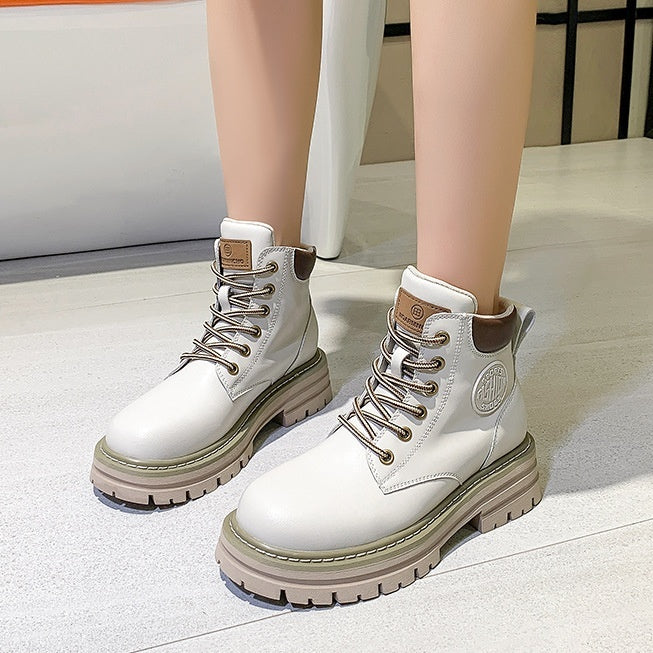 Botas Martin de Cuero Genuino con Plataforma Elevadora para Mujer