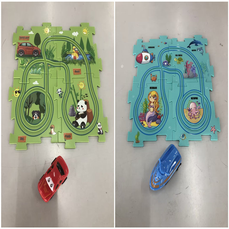 🚂🧩 Pista Eléctrica de Puzzle para Niños – DIY Creativo + Coche Automático – Tendencia 2026 ⚡👧👦