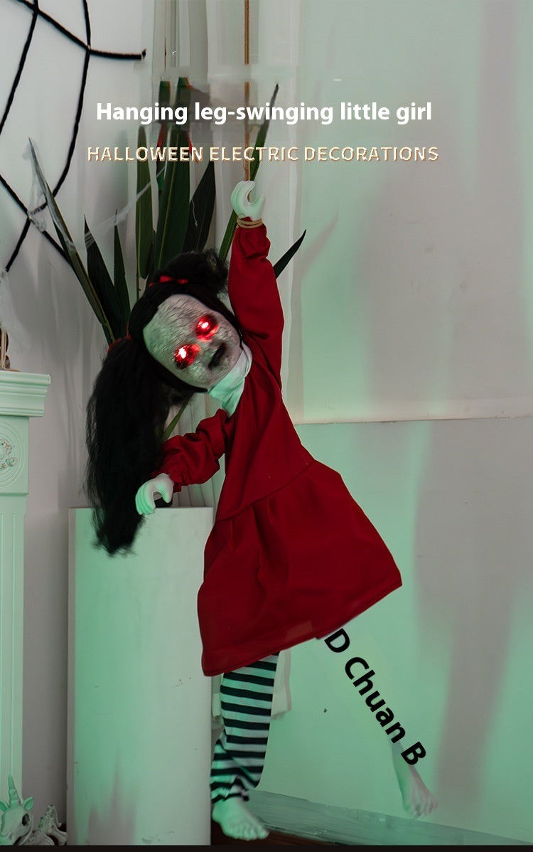 Fantasma Colgante “Niña Roja” – Decoración de Halloween con Brazos Móviles