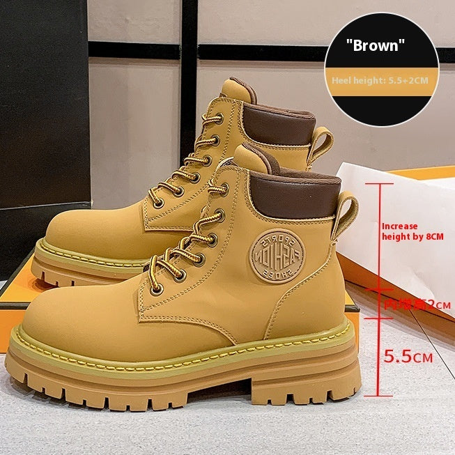 Botas Martin de Cuero Genuino con Plataforma Elevadora para Mujer