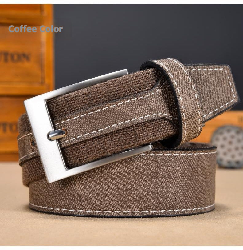 Cinturón de lona retro para hombre – estilo casual con hebilla metálica