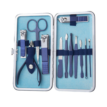 Set Profesional de Manicura y Pedicura en Acero Inoxidable con Estuche de Cuero