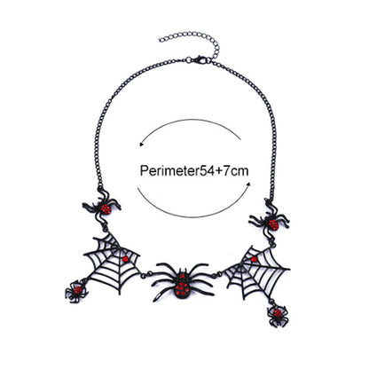 Collar de Araña y Telaraña – Aleación Galvanizada Estilo Gótico y Halloween