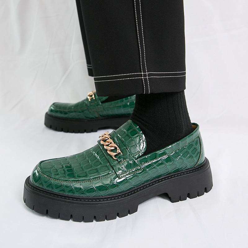 Mocasines de hombre con plataforma – Diseño de cuero PU efecto cocodrilo