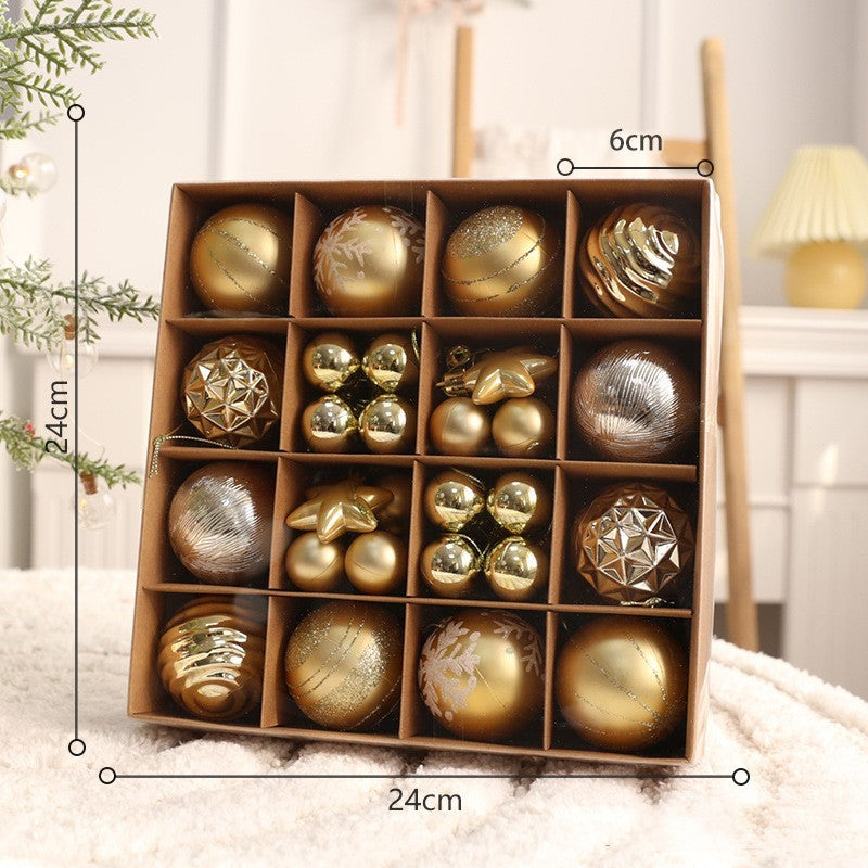 Set de bolas navideñas de plástico PC en varios tamaños y combinaciones de colores para decoración de árbol