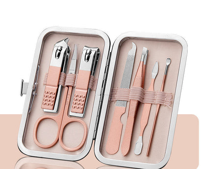 Set Profesional de Manicura y Pedicura en Acero Inoxidable con Estuche de Cuero