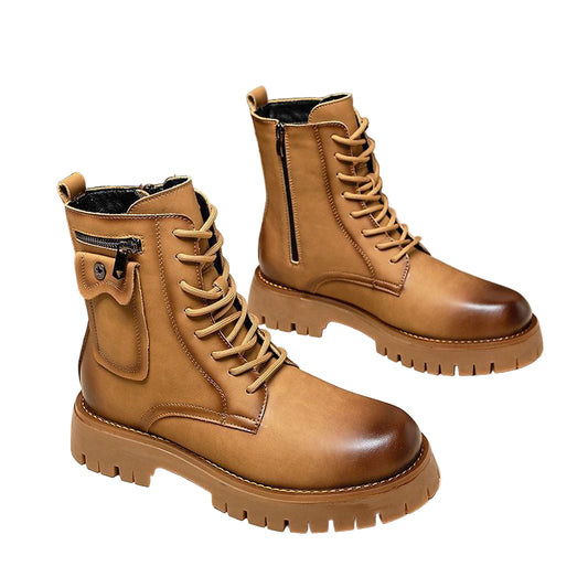 Botas Martin de hombre — Diseño de caña alta en cuero PU con cierre de hebilla