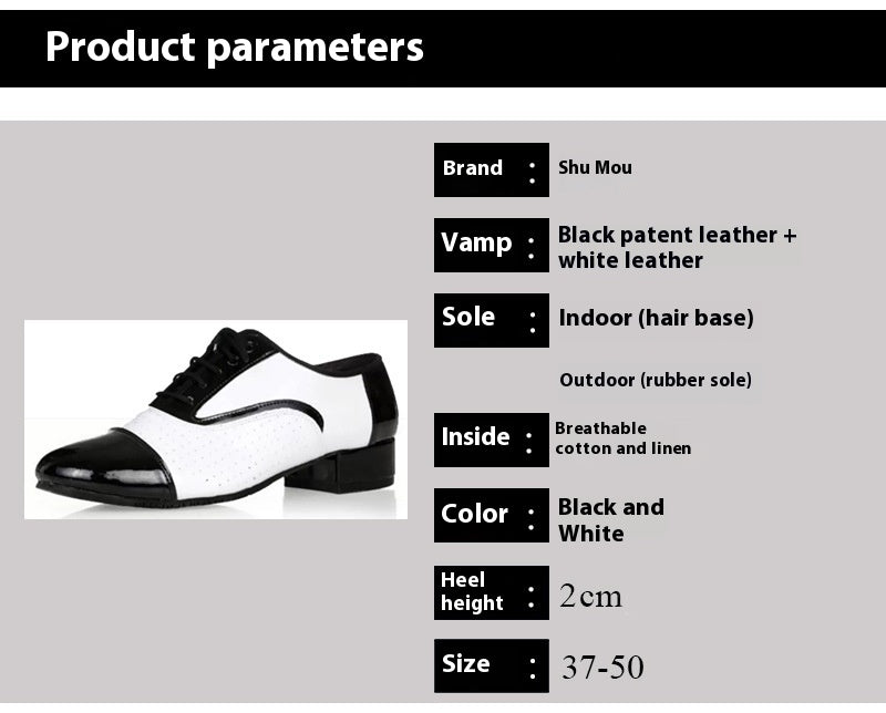 Zapatos de Baile Latino para Hombre en Cuero Blanco y Negro – Entrenamiento y Escenario