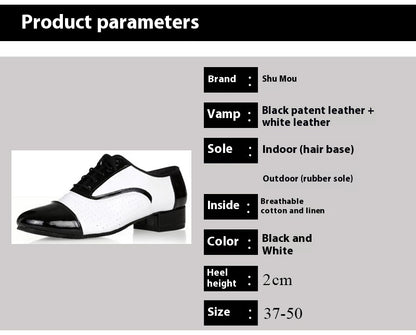 Zapatos de Baile Latino para Hombre en Cuero Blanco y Negro – Entrenamiento y Escenario