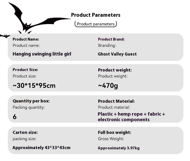 Fantasma Colgante “Niña Roja” – Decoración de Halloween con Brazos Móviles