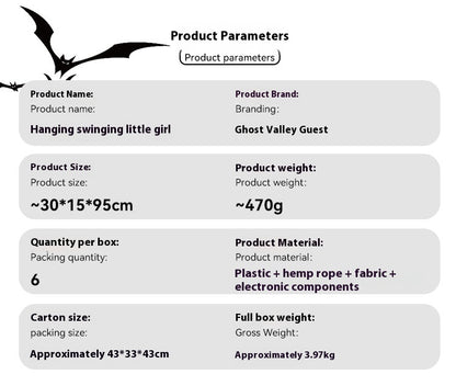 Fantasma Colgante “Niña Roja” – Decoración de Halloween con Brazos Móviles