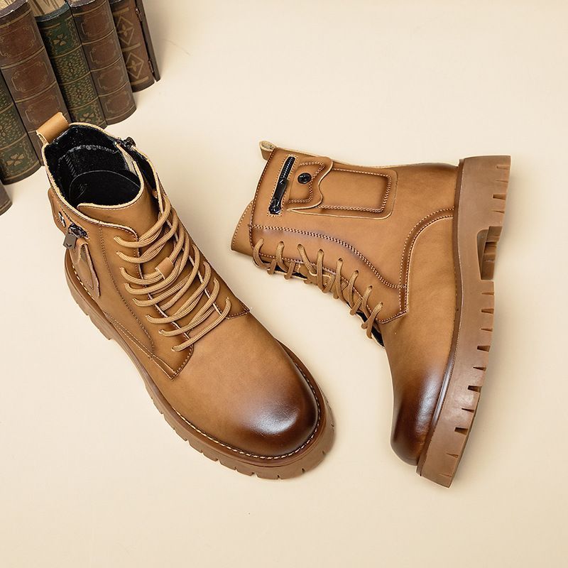 Botas Martin de hombre — Diseño de caña alta en cuero PU con cierre de hebilla