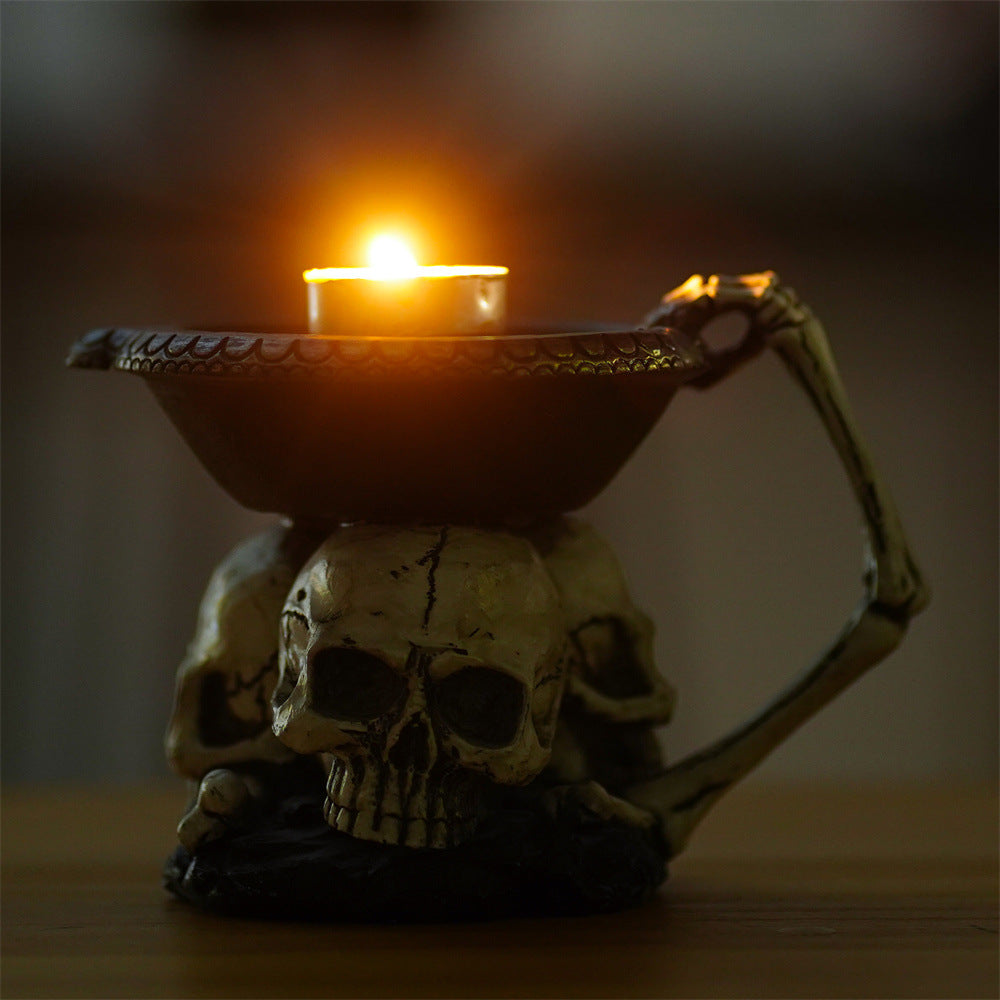 Bandeja Decorativa con Tres Fantasmas – Portavelas de Resina para Halloween