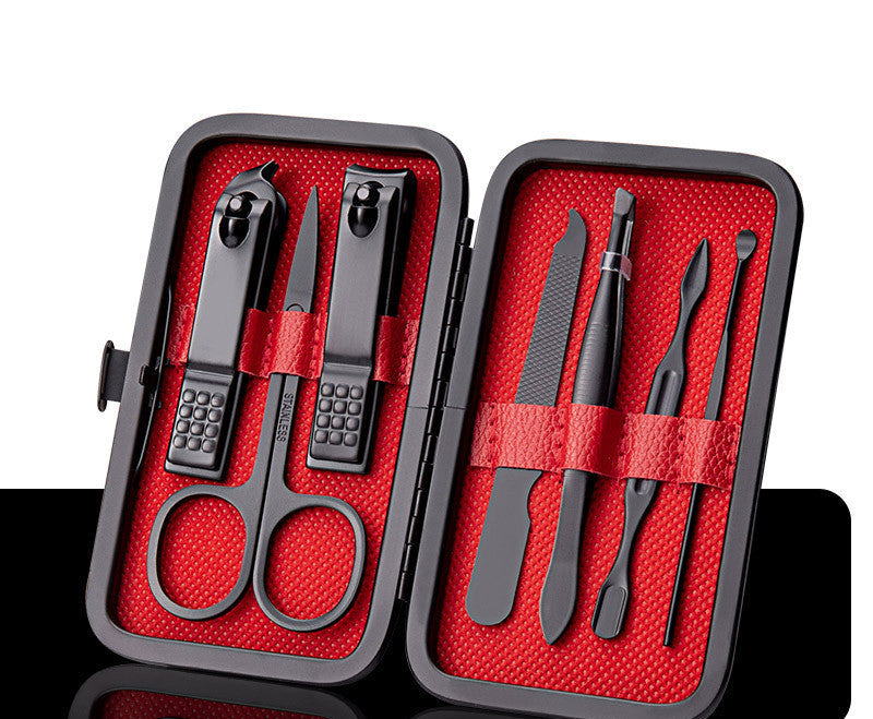 Set Profesional de Manicura y Pedicura en Acero Inoxidable con Estuche de Cuero
