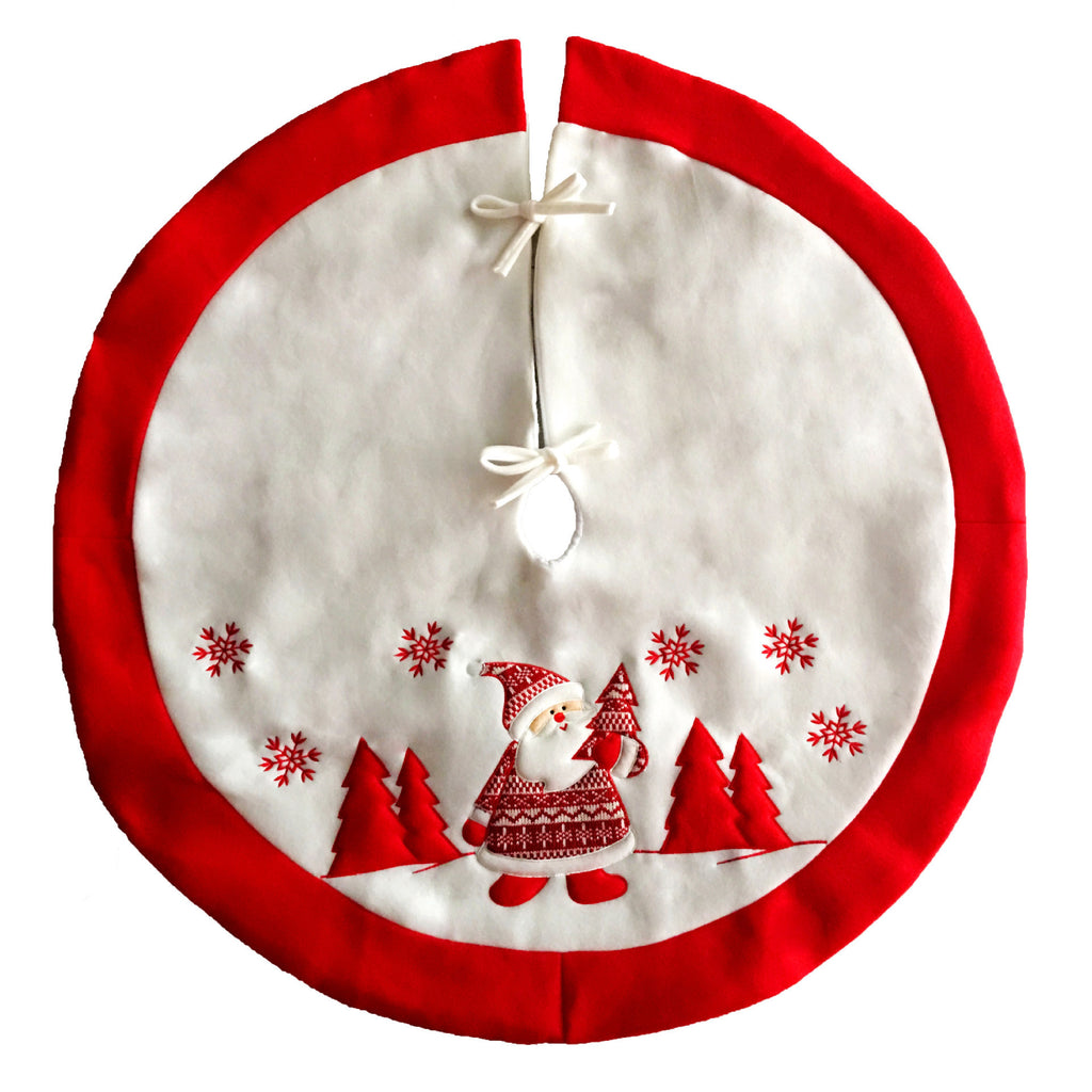 falda decorativa roja y blanca de franela para árbol de Navidad de 90 cm para cubrir base y cables
