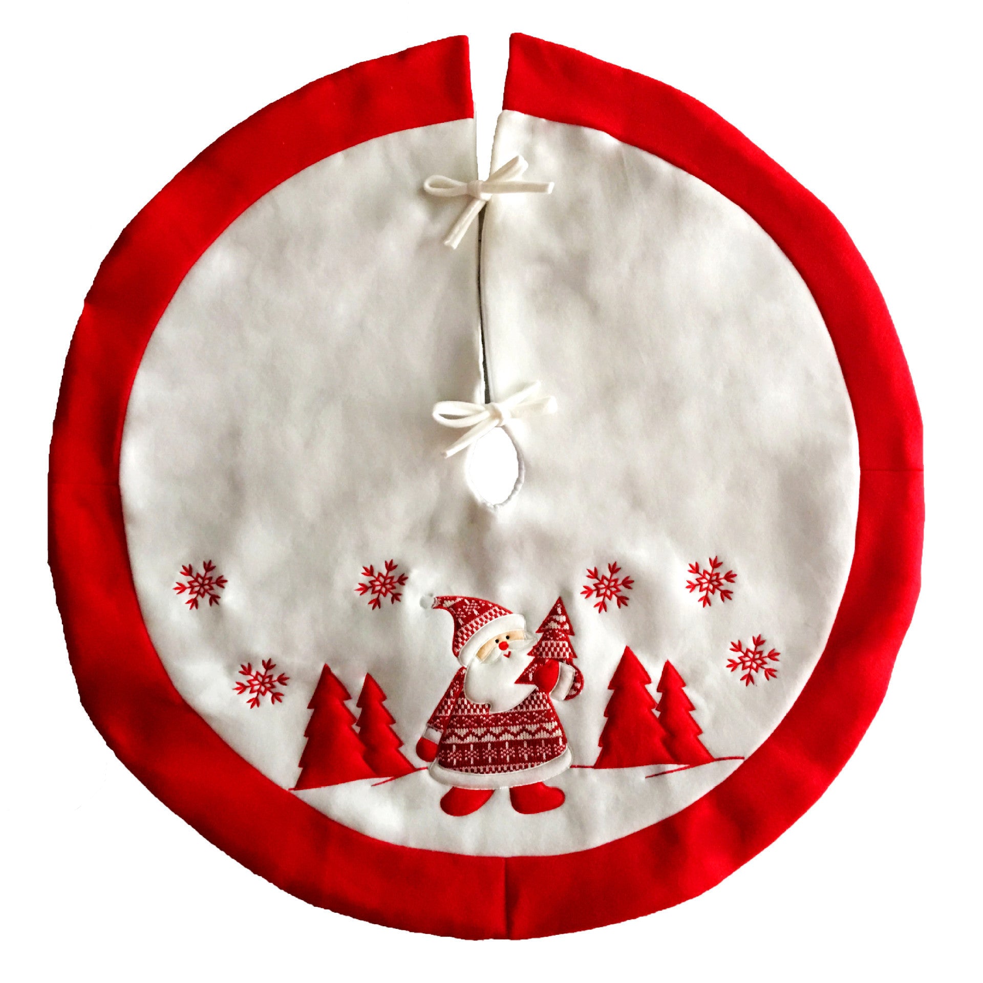 falda decorativa roja y blanca de franela para árbol de Navidad de 90 cm para cubrir base y cables