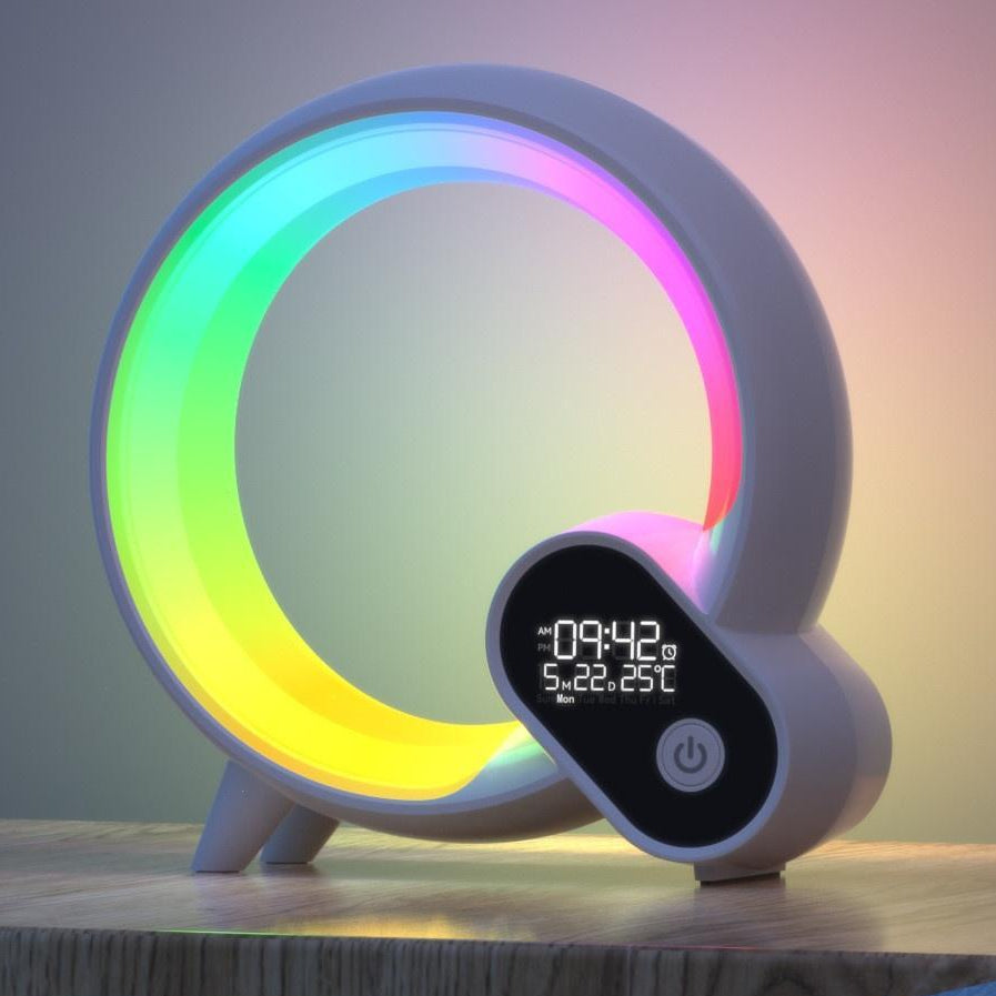 despertador inteligente Q con 90 LEDs RGBCW luz ambiental y sonidos de ruido blanco controlable por app y control remoto