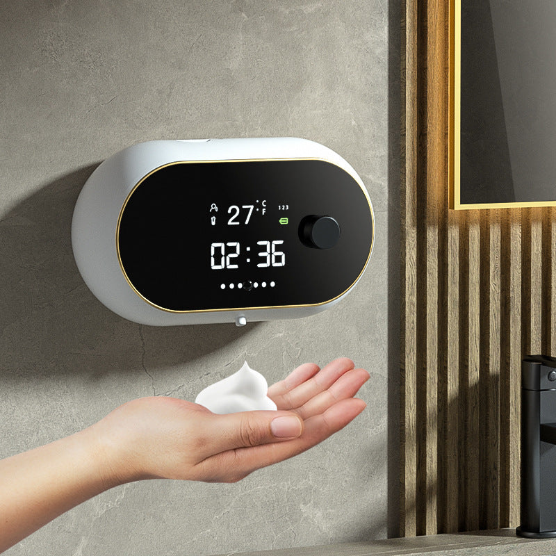 Dispensador automático de jabón en espuma — Montaje mural con pantalla digital