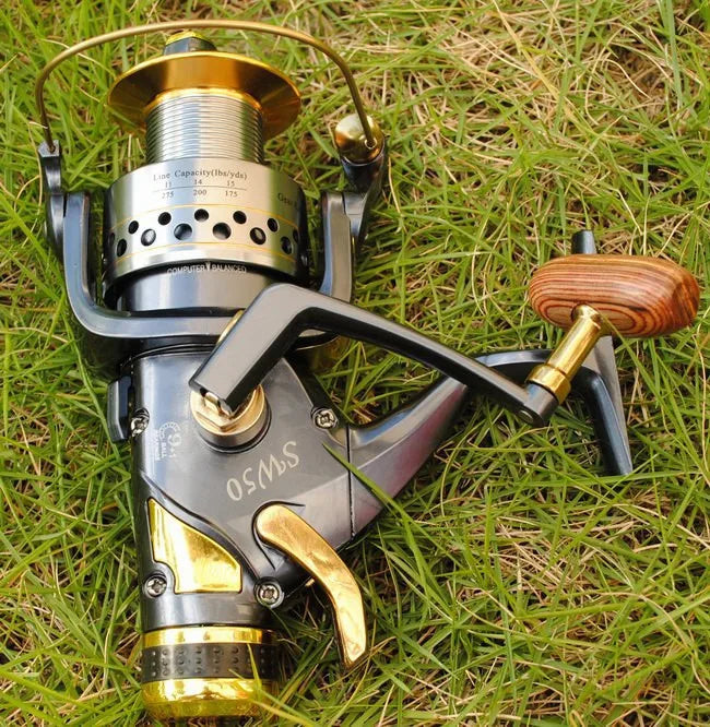 Carrete de pesca metálico SW50 / SW60 con sistema de freno delantero y trasero