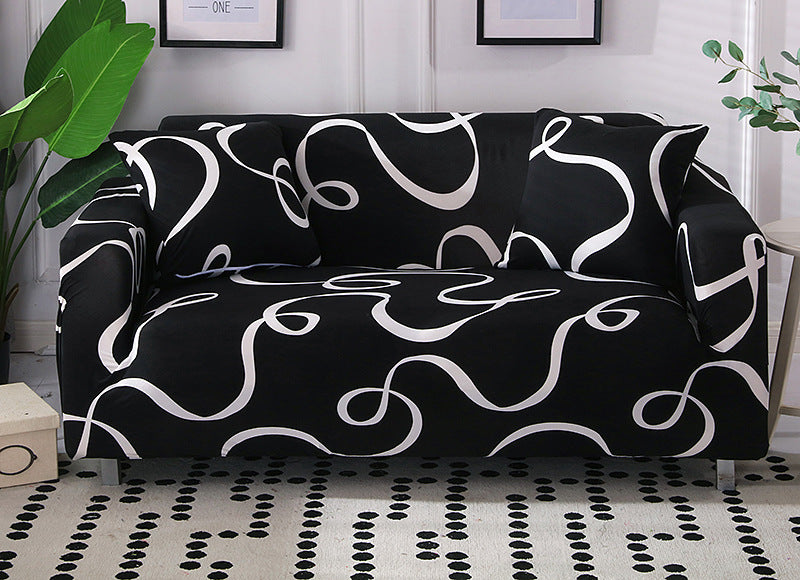 funda elástica para sofá de poliéster y elastano con diseño geométrico y ajuste completo para proteger muebles