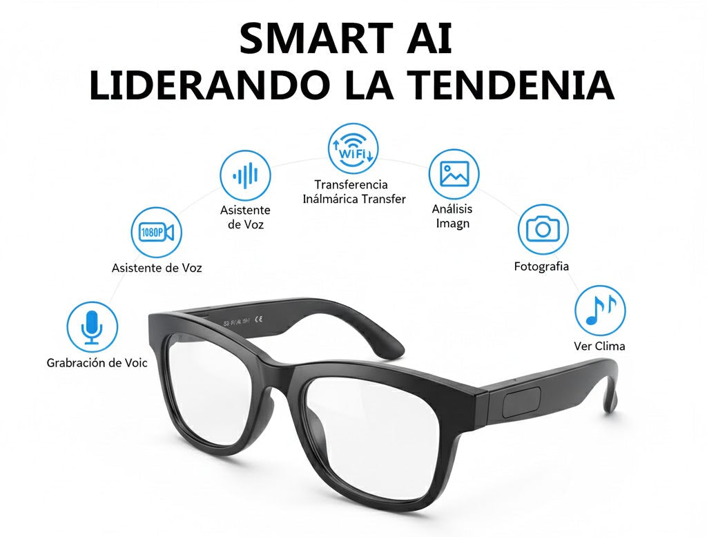 gafas de sol inteligentes de TR90 con cámara y micrófono integrados para grabación y llamadas manos libres
