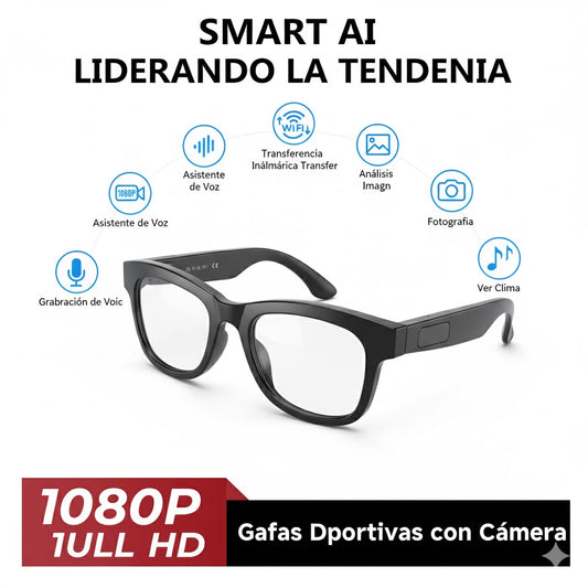 gafas de sol inteligentes de TR90 con cámara y micrófono integrados para grabación y llamadas manos libres