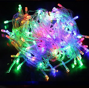 guirnalda de luces LED multicolor de 10 m con 100 bombillas mini IP44 para decoración navideña interior y exterior
