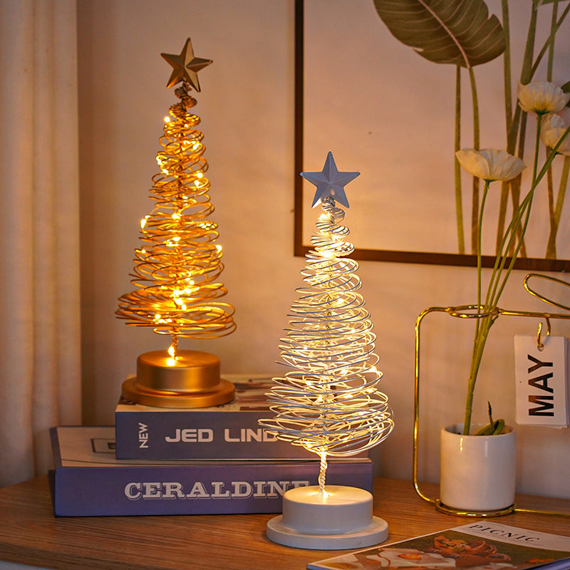 lámpara decorativa LED en forma de árbol espiral de hierro forjado con luz blanco cálido para interiores