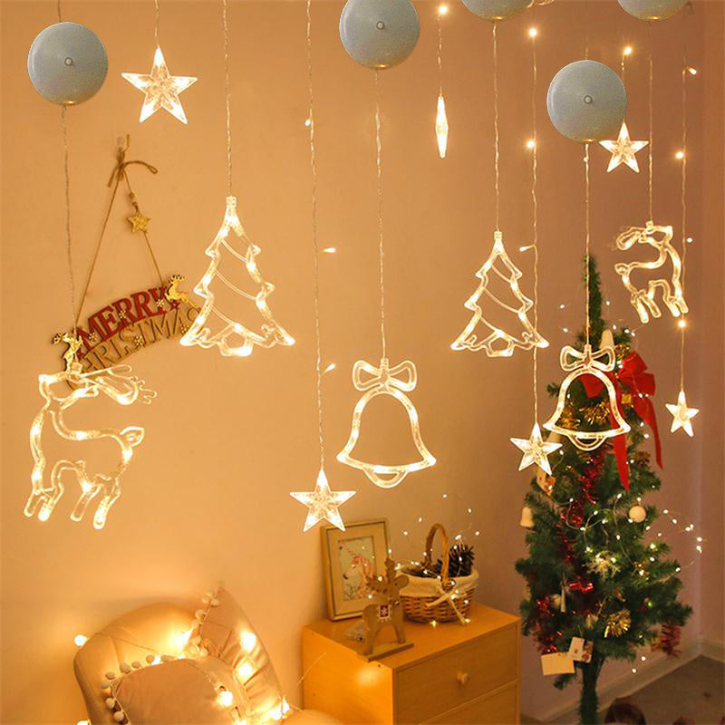 lámpara LED navideña de ventosa con luz cálida y diseño decorativo para ventanas y superficies lisas de 70 cm