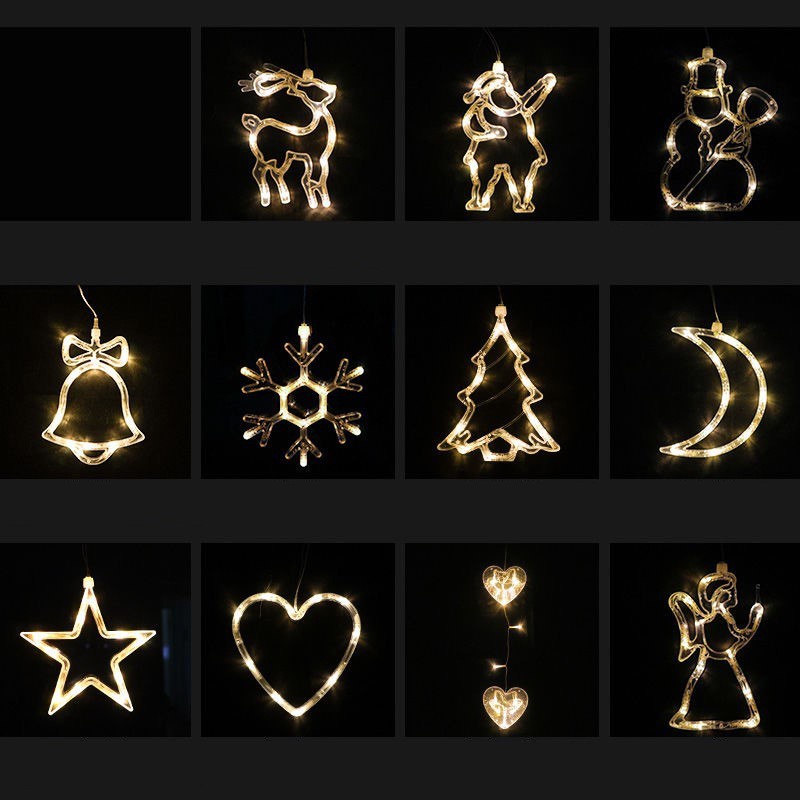 lámpara LED navideña de ventosa con luz cálida y diseño decorativo para ventanas y superficies lisas de 70 cm