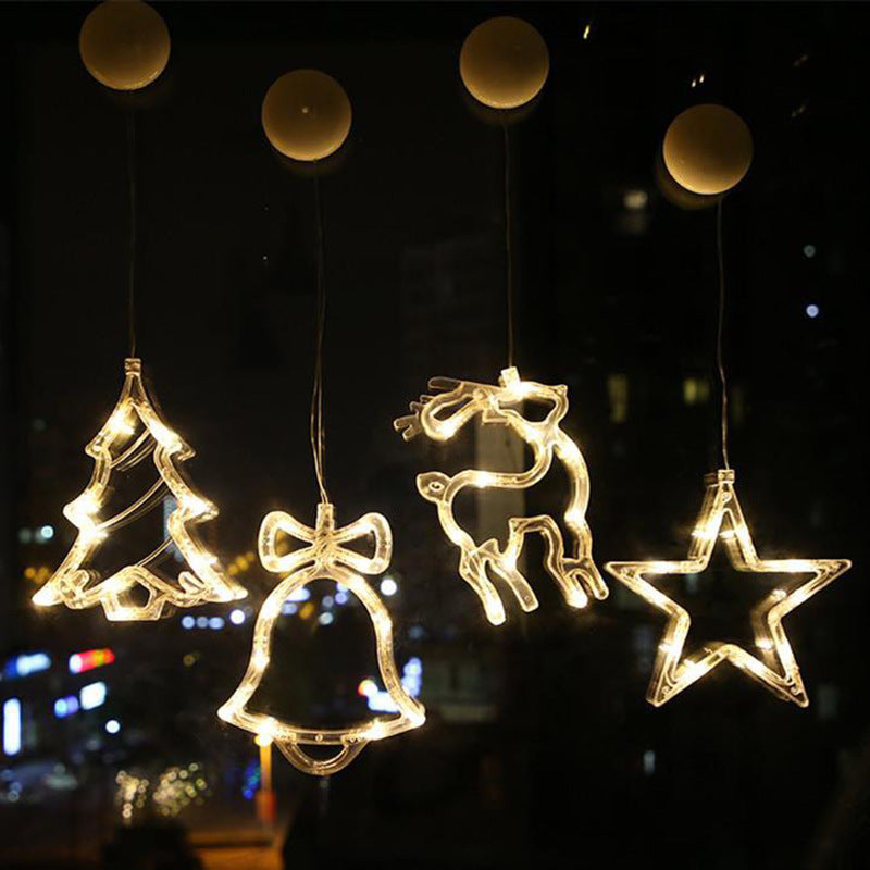 lámpara LED navideña de ventosa con luz cálida y diseño decorativo para ventanas y superficies lisas de 70 cm