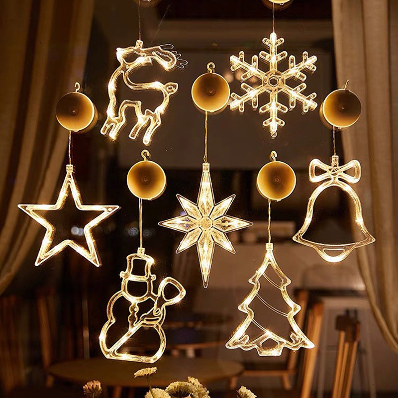 lámpara LED navideña de ventosa con luz cálida y diseño decorativo para ventanas y superficies lisas de 70 cm