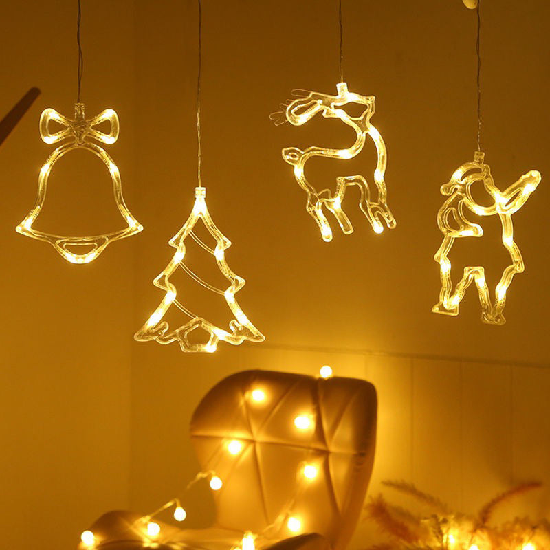 lámpara LED navideña de ventosa con luz cálida y diseño decorativo para ventanas y superficies lisas de 70 cm