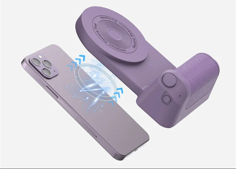 Soporte magnético multifuncional para móvil con mando Bluetooth y rotación 360 grados