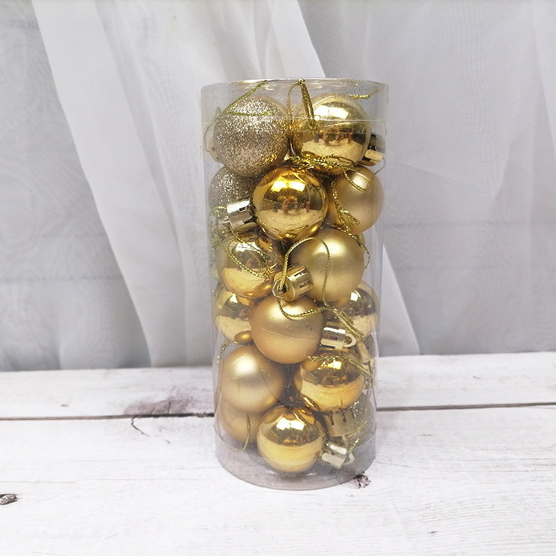 set de 24 bolas navideñas de 3 cm en plástico galvanizado con acabado brillante y mate para decorar árbol de Navidad