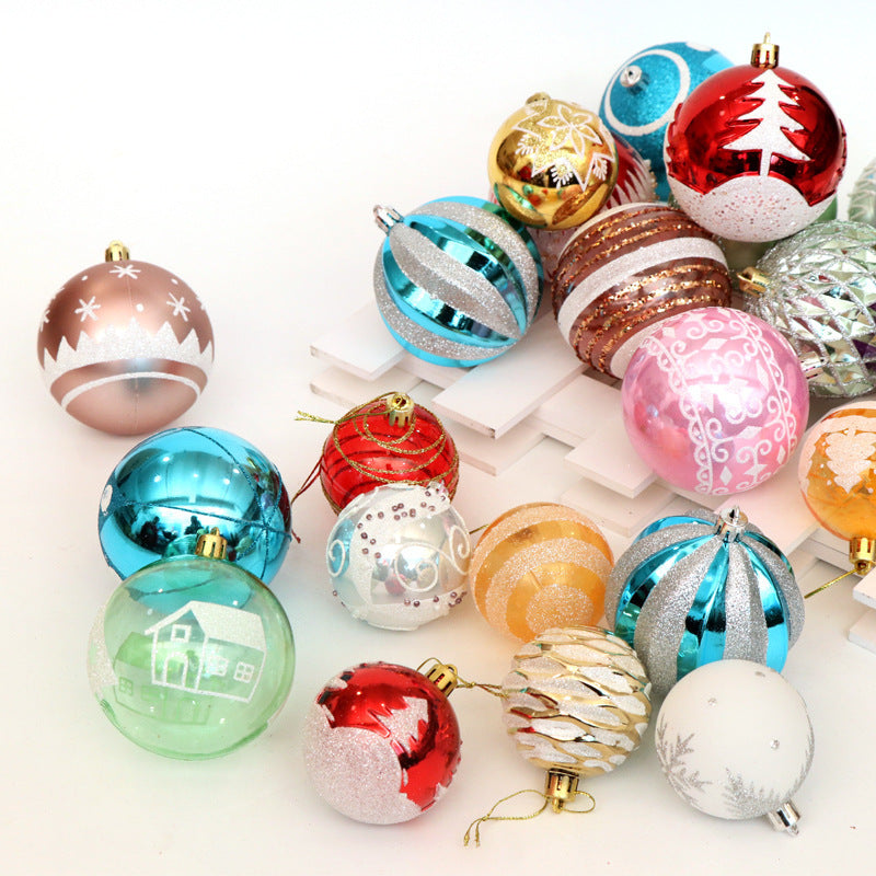 set de 24 bolas navideñas decorativas de PVC de 6 cm pintadas a mano con acabado brillante para árbol de Navidad