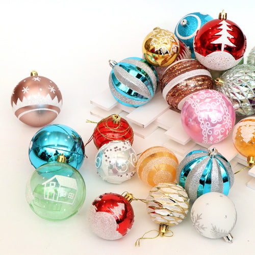 set de 24 bolas navideñas decorativas de PVC de 6 cm pintadas a mano con acabado brillante para árbol de Navidad