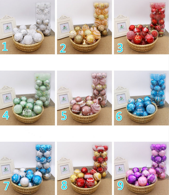 set de 24 bolas navideñas decorativas de PVC de 6 cm pintadas a mano con acabado brillante para árbol de Navidad
