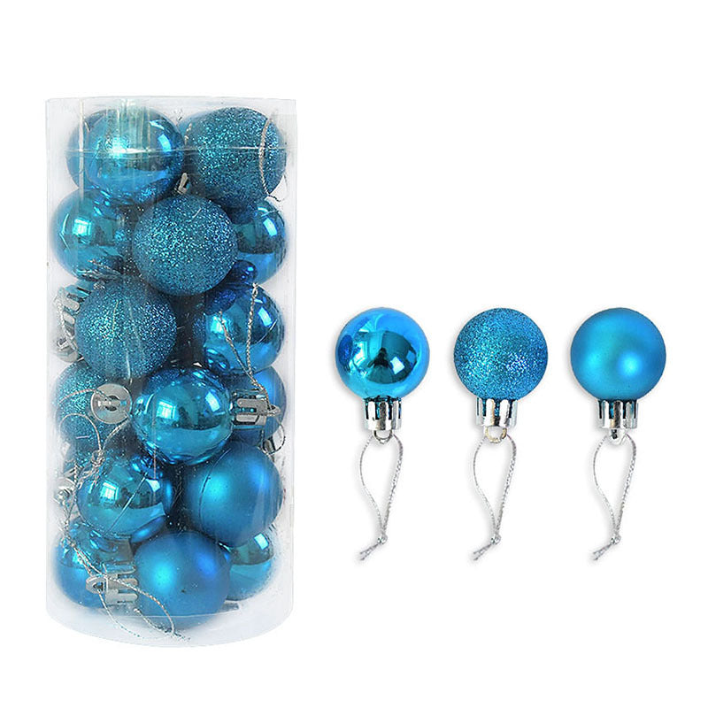 set de 24 bolas navideñas de 3 cm en plástico galvanizado con acabado brillante y mate para decorar árbol de Navidad