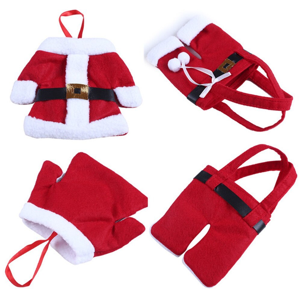 set navideño de cubiertos en tela no tejida con diseño de ropa de Papá Noel para decoración de mesa