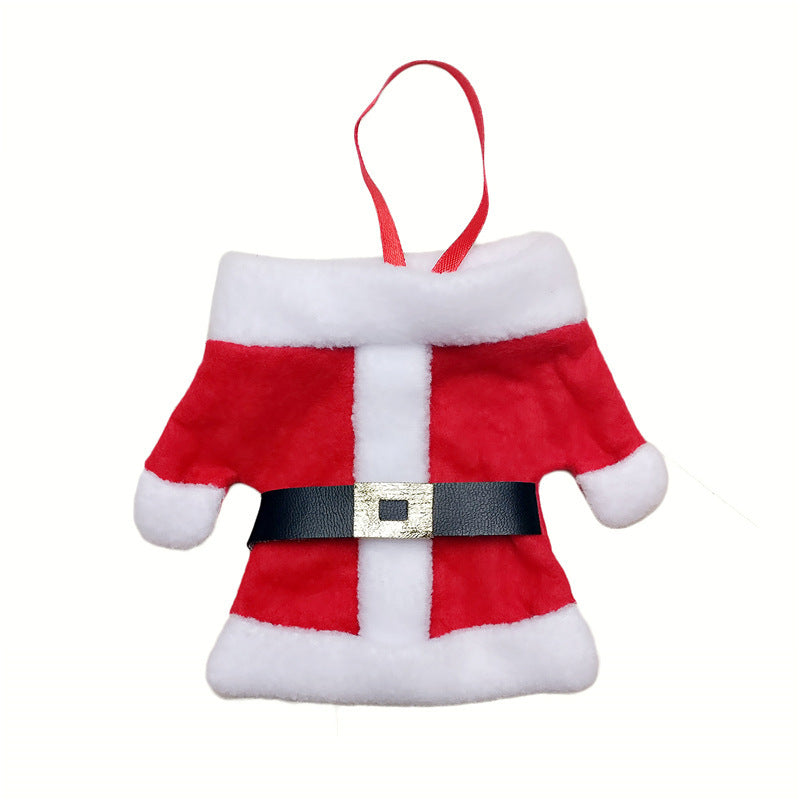 set navideño de cubiertos en tela no tejida con diseño de ropa de Papá Noel para decoración de mesa