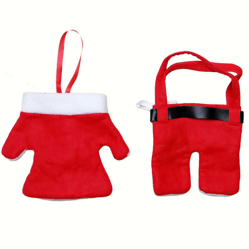 set navideño de cubiertos en tela no tejida con diseño de ropa de Papá Noel para decoración de mesa