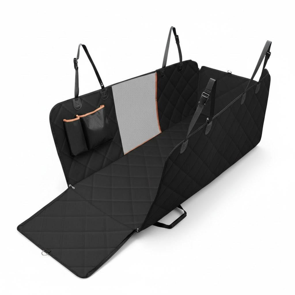 Funda de asiento de coche para perros con ventana de malla – hamaca impermeable y antideslizante