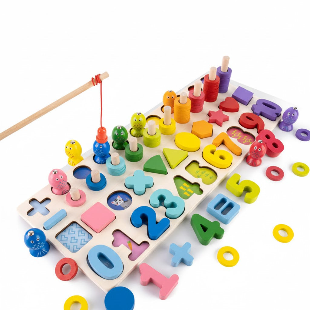 Juguete Educativo de Pesca 5 en 1 de Madera – Aprendizaje Temprano para Niños
